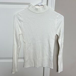 White Ribbed Women's Top